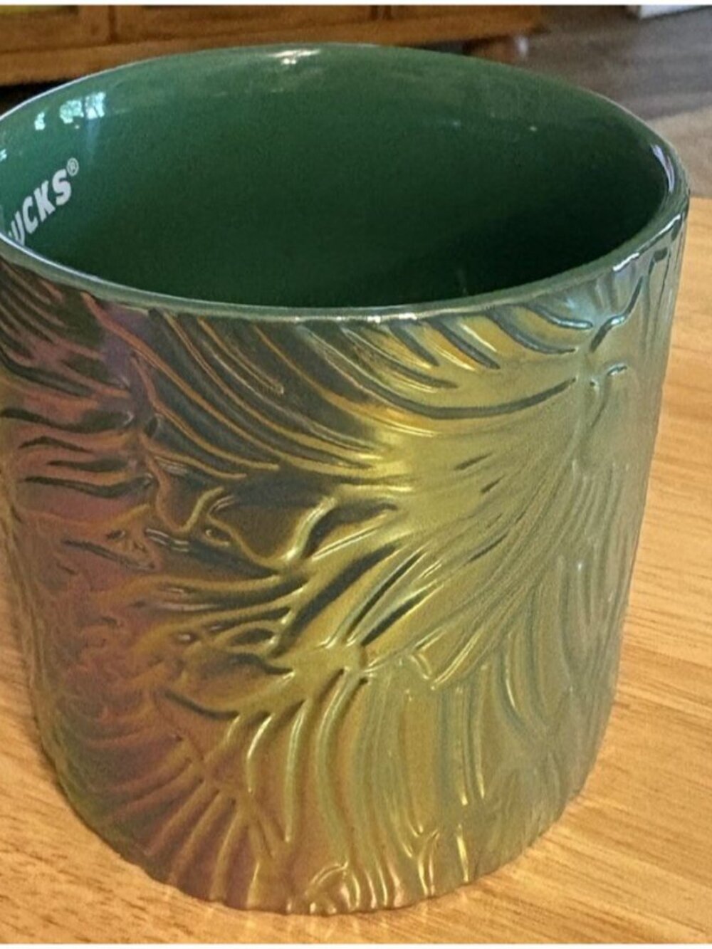 Starbucks 2024 Spring Green Siren Tail Iridescent Ceramic Mug Inside Logo - V - Picture 4 of 7